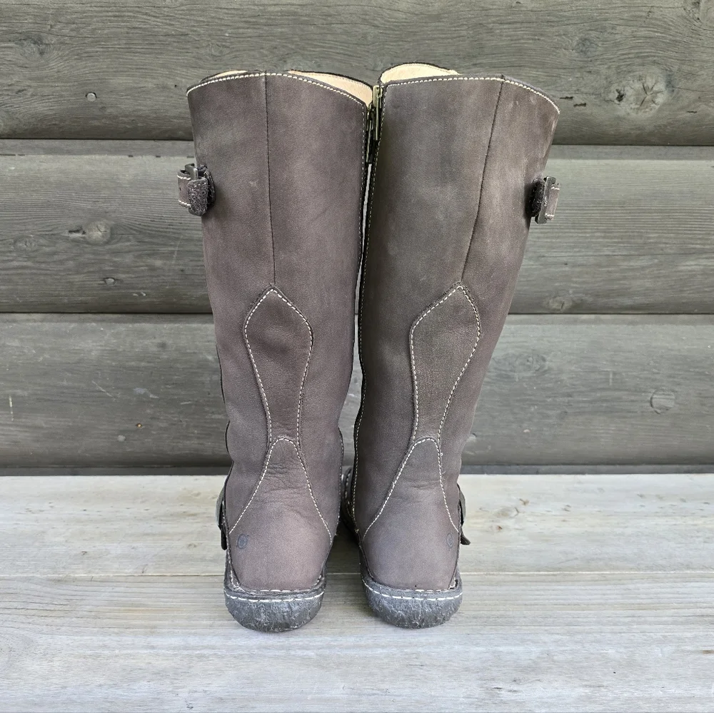 Born Kenya Y2K Boho Moto Minimalist Tall Nubuck Buckle Riding Boots 7M